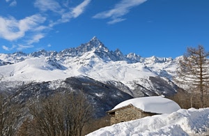 neve, montagne, alberi, inverno, bianco, cielo, montagna, nuvole, tetto