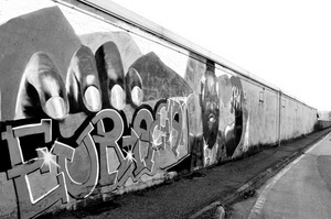 murales, mano, bianconero, murale, scritta, muro, uomo, strada, dita, marciapiede, prospettiva