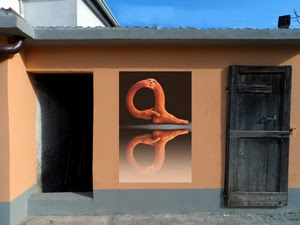 porta, piede, murales, legno, mano, riflesso, casa, murale, astratto