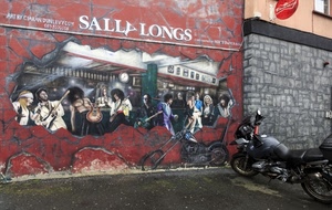 murales, moto, muro, murale, musicisti, insegna, musica, rosso, scritte, motocicletta