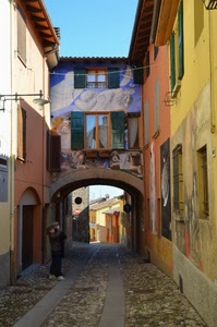 vicolo, murales, finestre, arco, strada, fotografo, lampione, colori, finestra, case
