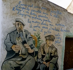 murales, gatto, scritta, due, murale, muro, porta, persone, uomini, disegno