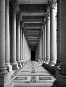 colonne, bianconero, prospettiva, pavimento, marmo, portico, capitelli, corridoio, porticato, quadrati, portici, colonnato