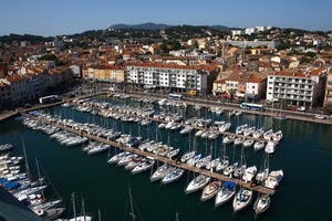 barche, porto, mare, acqua, case, città, panorama, colline