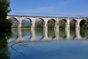ponte, riflesso, fiume, alberi, acqua, archi, arcate