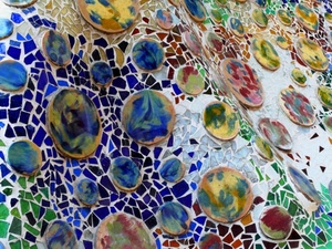 mosaico, colori, blu, cerchi, verde, giallo, astratto, ceramica, pietre, vetri, azzurro, rosso, multicolore