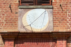 meridiana, mattoni, muro, ombra, numeri, ore, finestra, persiane, sole