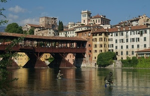 ponte, fiume, pescatori, acqua, pescare, case, pesca, riflessi, palazzi