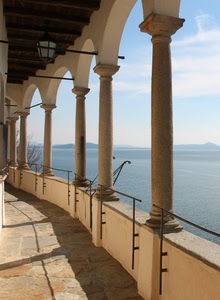 colonne, mare, archi, panorama, cielo, portico, lampione