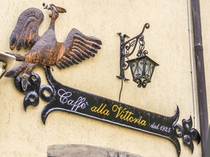 insegna, lampione, caffè, aquila, ferro, ali, uccello, scritta