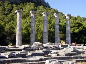 colonne, ruderi, rovine, alberi, verde, pietre, quattro, cinque, marmo, tempio