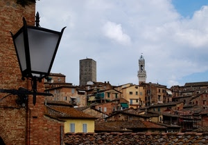 lampione, tetti, campanile, torre, nuvole, panorama, case, scorcio, cielo, mattoni, tegole, torri