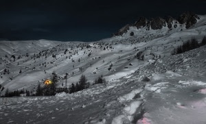 neve, montagna, inverno, luce, notte, casa, notturno, sera, paesaggio, alberi