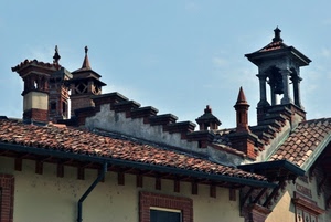 comignoli, tetto, tegole, coppi, casa, campana, cielo, tetti, colonne