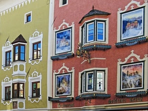 finestre, vetri, insegna, dipinti, riflessi, colori, rosso, palazzo, bicolore