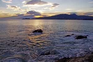 mare, nuvole, acqua, scogli, tramonto, alba, onde, rocce