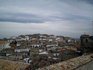case, borgo, tetti, cielo, nuvole, panorama, tegole, città, paese, bianco