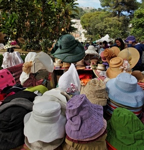 cappelli, mercato, colori, persone, bancarella, bianco, bancarelle, verde, viola, alberi