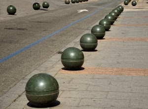 strada, sfere, freccia, linea, palle, verde