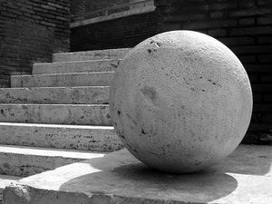sfera, gradini, palla, bianconero, scale, scala, pietra, marmo, scalini