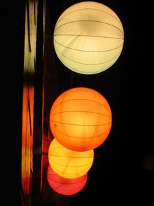 sfere, giallo, arancione, rosso, luci, bianco, colori, palle, arancio, lampioni, quattro, palloni