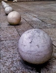 sfere, marmo, palle, pavimento, geometrie, prospettiva, pietra, fila, strada, linea, pavimentazione, piazza