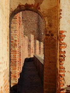 arco, mattoni, castello, ombra, muro, porta, merli, passaggio, mura, parapetto, colonne