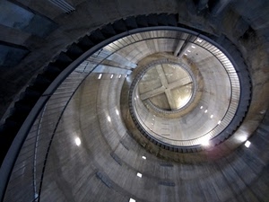 scala, spirale, chiocciola, croce, ringhiera, gradini, luci