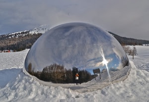 neve, sfera, riflesso, montagna, bianco, alberi, nuvole, cupola, fotografo, cielo, vetro, riflessi, fotografare, specchio, sole