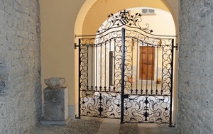 cancello, ferro, arco, porta, stemma, ingresso