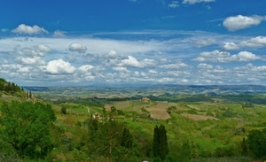 nuvole, panorama, cielo, alberi, verde, paesaggio, colline, campagna