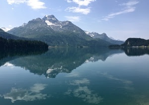 lago, riflesso, montagne, acqua, cielo, montagna, nuvole, neve, riflessi, alberi