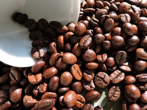 chicchi, caffè, marrone, tazza, grani, tazzina, bianco, cibo