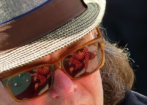 cappello, occhiali, riflesso, donna, naso, capelli, nastro