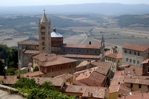 tetti, chiesa, campanile, panorama, paese, case, borgo, torre