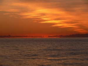 mare, tramonto, nuvole, rosso, acqua, arancio, orizzonte