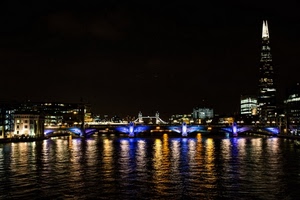 ponte, luci, fiume, riflessi, notturno, acqua, riflesso, notte
