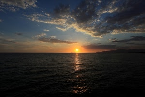 mare, nuvole, tramonto, sole, cielo, alba, acqua, riflesso, rosso, orizzonte, luce, azzurro, controluce