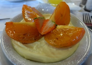 frutta, piatto, fragole, crema, cachi, cibo, dolce, fragola