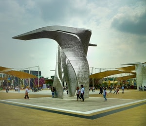 expo, persone, milano, nuvole, cielo, monumento, scultura, passanti, astratto, statua, piazza