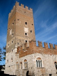 finestre, merli, torre, castello, trifore, cielo