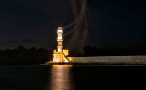 faro, mare, luce, notte, riflesso, acqua, notturno, molo, cielo, luci, porto