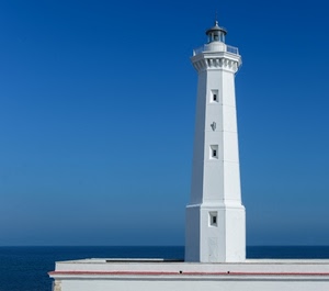bianco, mare, faro, azzurro, cielo, finestre, lanterna, blu, acqua
