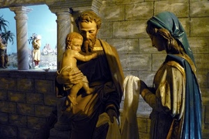 presepe, statue, bambino, colonne, giuseppe, madonna, maria, famiglia