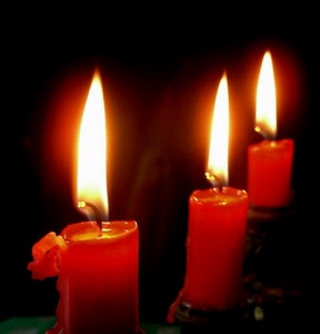 rosso, tre, candele, cera, fiamma, fiamme, luce, candela, fuoco