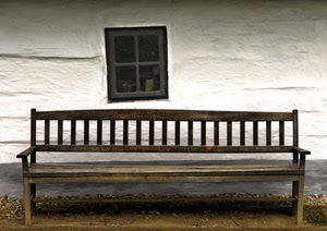 panchina, finestra, legno, muro, bianco