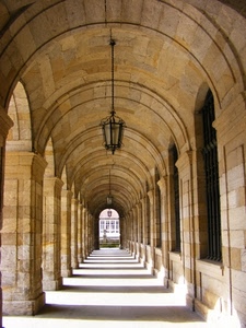 ombre, archi, finestre, portico, lampioni, lampione, pilastri, colonne, prospettiva