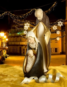 presepe, madonna, natale, presepio, nastro, giuseppe, natività, lampioni, gesù, maria, bambino, luci, notturno