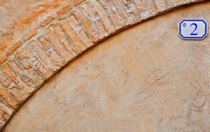 due, numero, arco, muro, mattoni