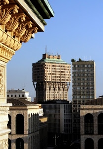 grattacieli, finestre, palazzi, archi, cielo, città, milano, edifici, scorcio, torre